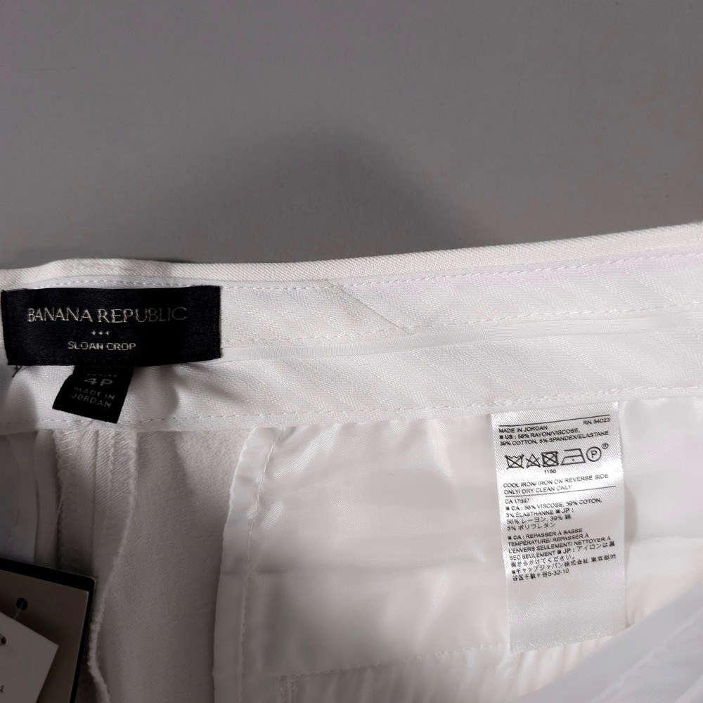 Banana Republic Sloan Crop Pants Womens 4P White Petite Stretch Trousers New - Picture 3 of 8